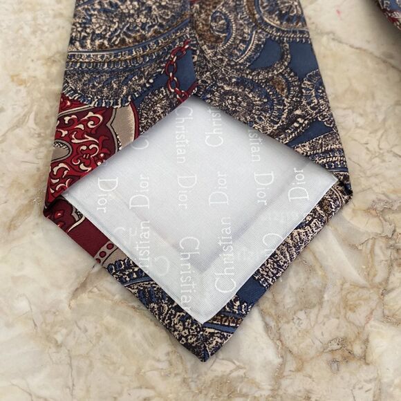Christian Dior 100% Silk Multi Colour Print Tie Vintage - Picture 6 of 9
